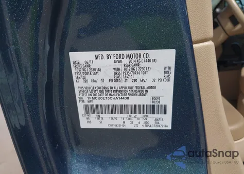 2012 Ford Escape Limited from USA, damaged, VIN 1FMCU0E75CKA14438